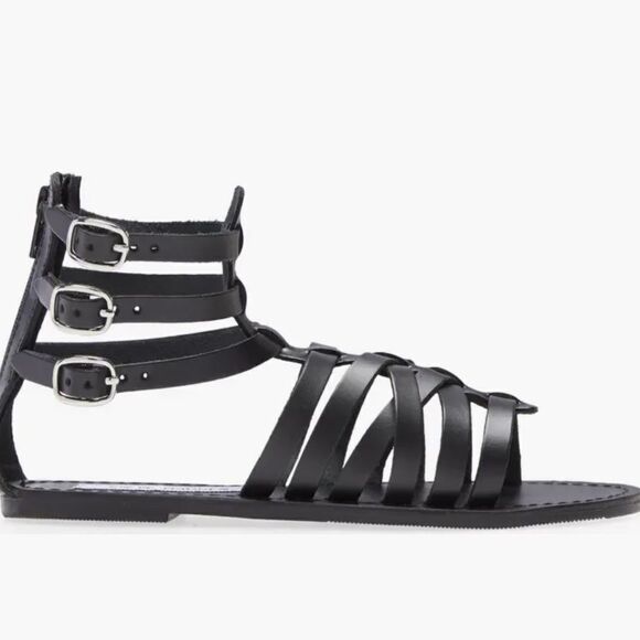 Steve Madden Yashi Gladiator Sandals in Black with Silver Buckles Sz 7, NWOB - Picture 3 of 10